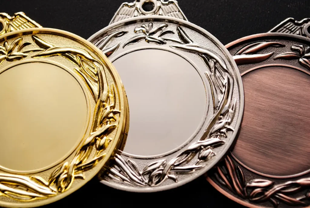 Silver and gold medals