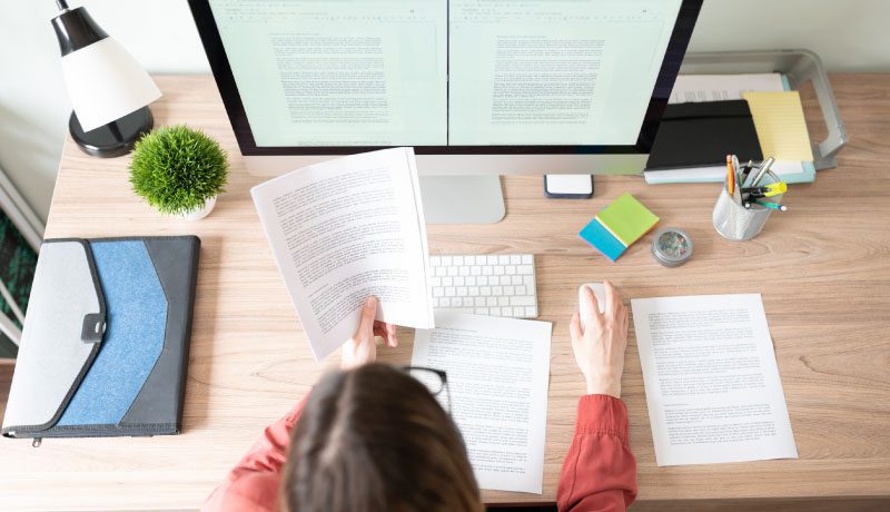 woman reading a document
