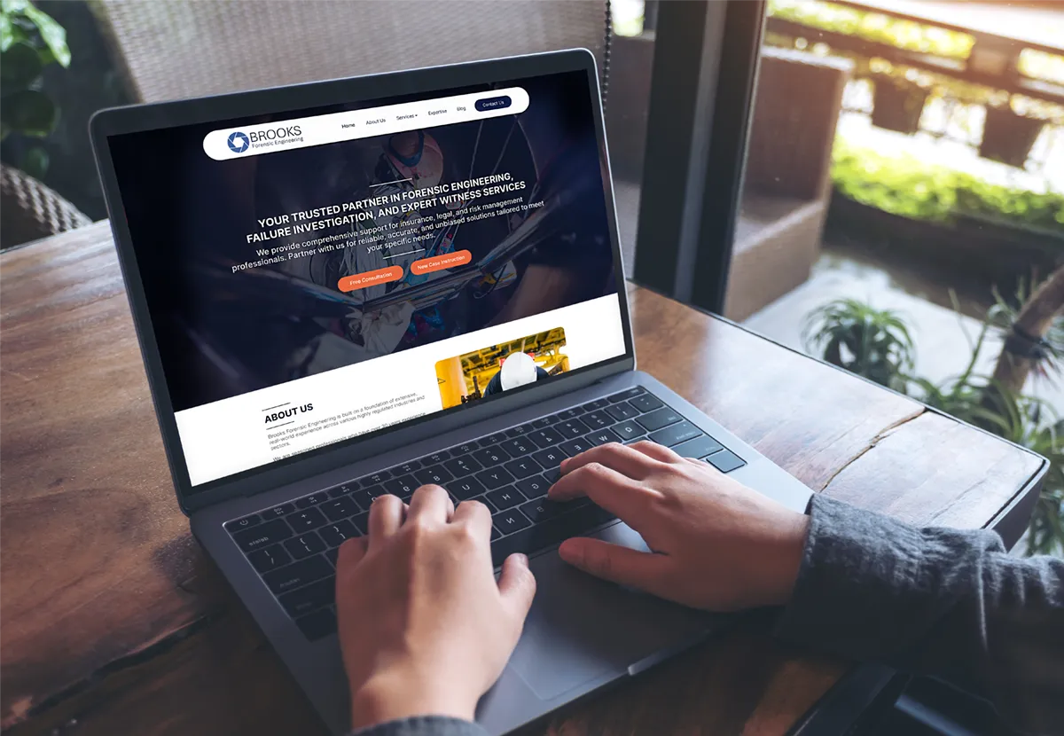 Brooks Forensic Engineering website homepage on desktop