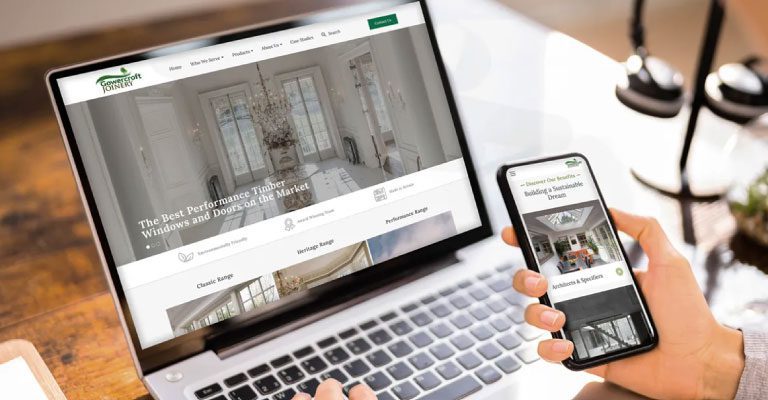 Gowercroft website homepage on different devices