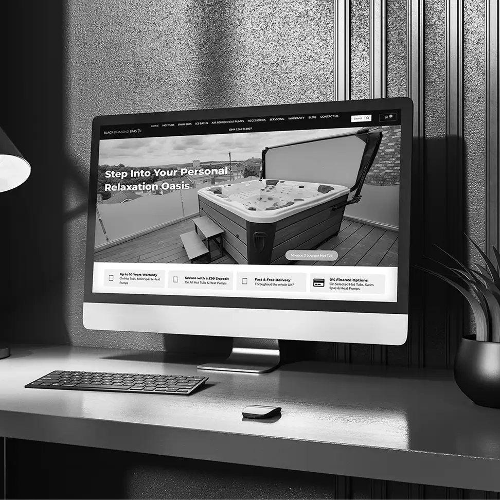 Website redesign before: the old Black Diamond Spas homepage